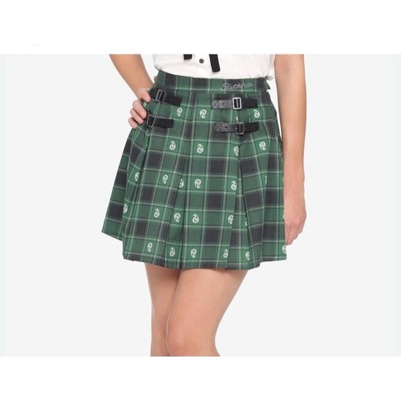 Harry Potter Slytherin Mini Skirt S Pleated School Uniform Costume Preppy Gothic - Picture 1 of 11